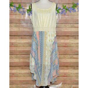Liberty Love Boho Dress 2XL Asymmetric Lace Bodice Floral Summer Feminine